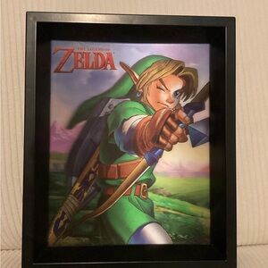 Link The Legend Zelda 3D Lenticular Framed Wall Art Shadow Box 9x11 Nintendo